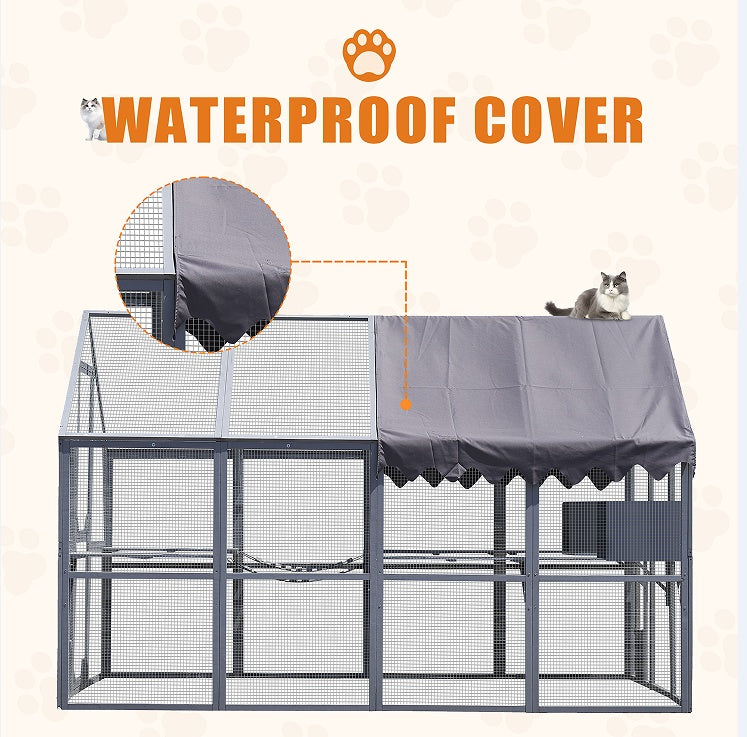 Outdoor Waterproof Cat House Fence Gray