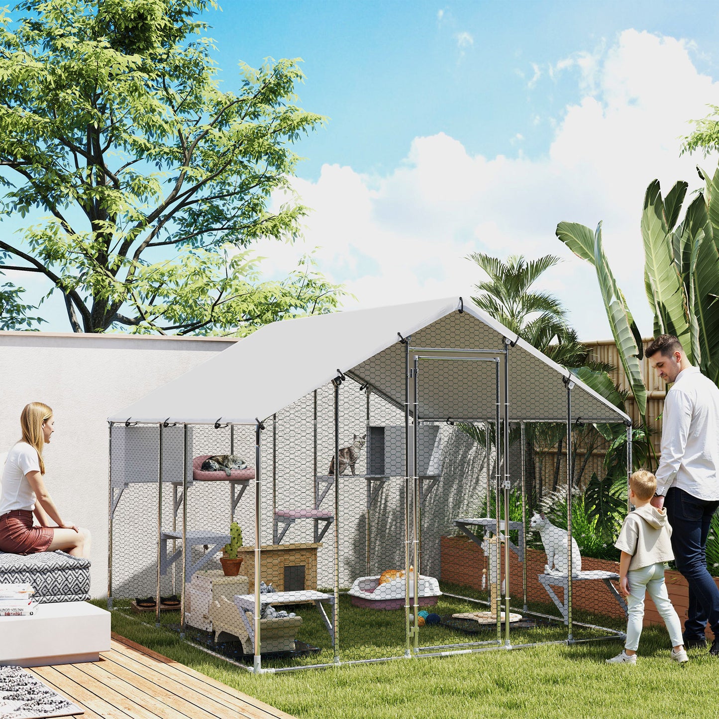 Outdoor Catio Cat Enclosure Waterproof Cover