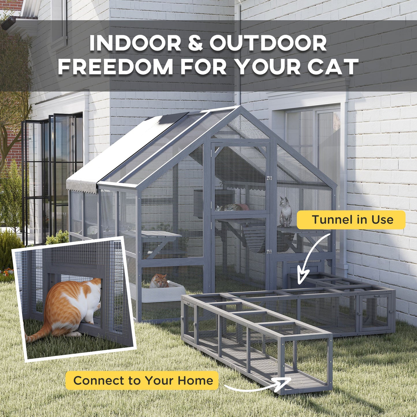 Outdoor Catio Cat Enclosure Waterproof Cover