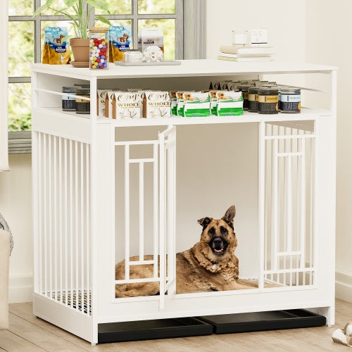 43.3” Wooden Dog Kennel Furniture with Divider