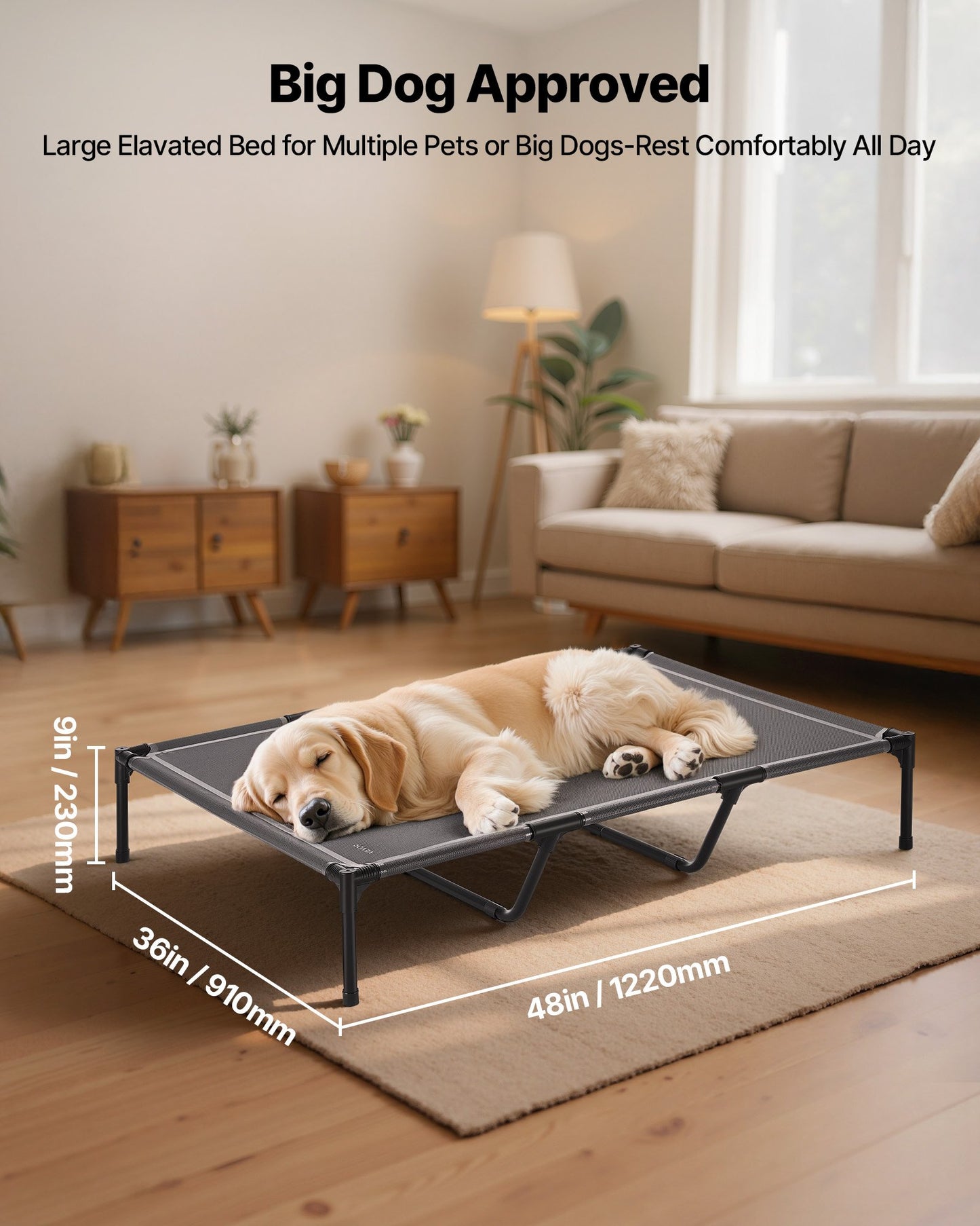 XL Elevated Dog Cot Bed with Metal Frame