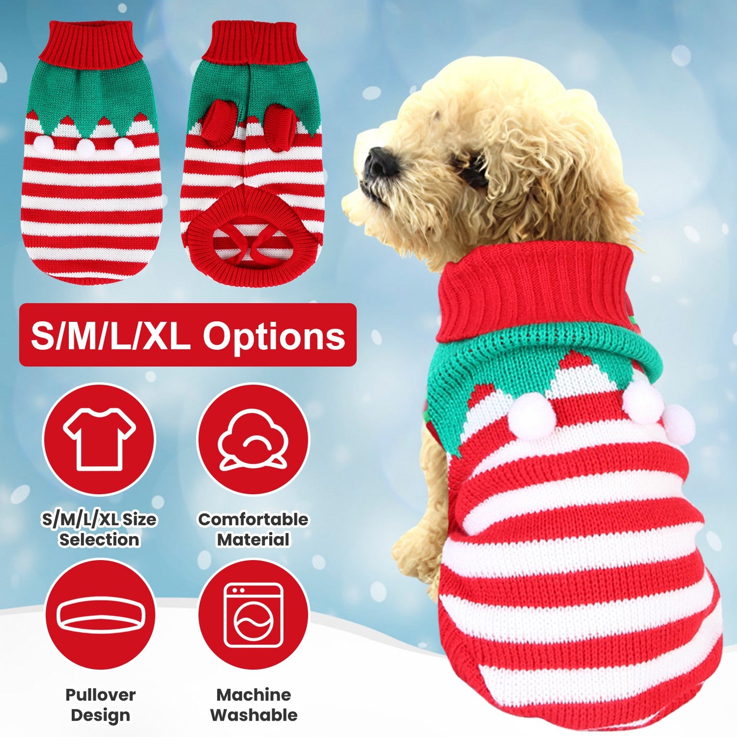 Pet Christmas Turtleneck Sweater for Dogs & Cats