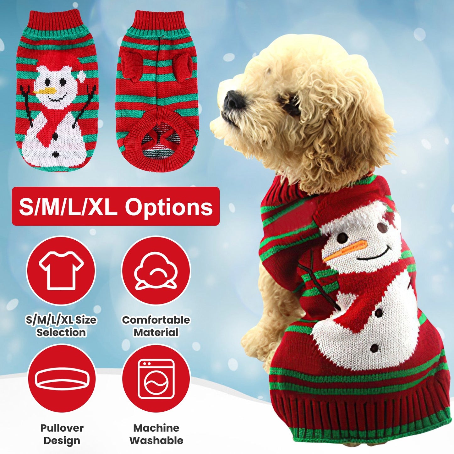 Pet Christmas Turtleneck Sweater for Dogs & Cats