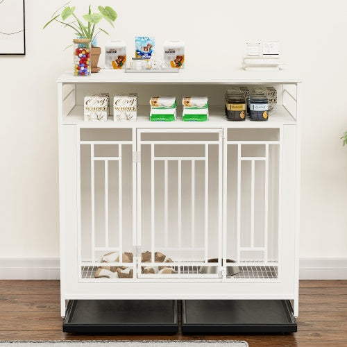 43.3” Wooden Dog Kennel Furniture with Divider