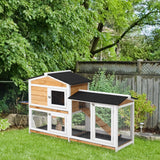 2-Storey Wooden Rabbit Hutch with Ramp