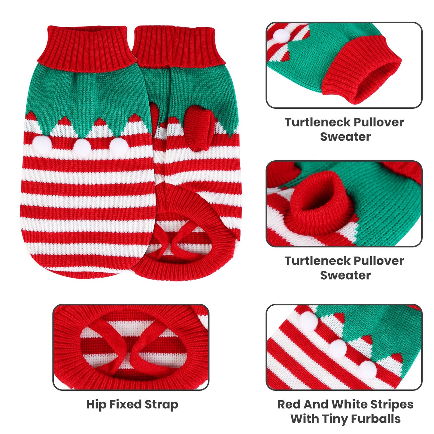 Pet Christmas Turtleneck Sweater for Dogs & Cats