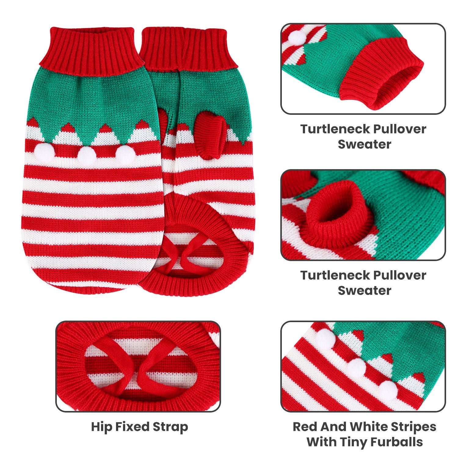 Pet Christmas Turtleneck Sweater for Dogs & Cats