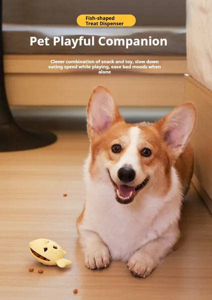 Fish-Shaped Dog Treat Dispenser Toy