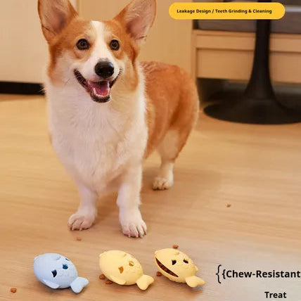 Fish-Shaped Dog Treat Dispenser Toy