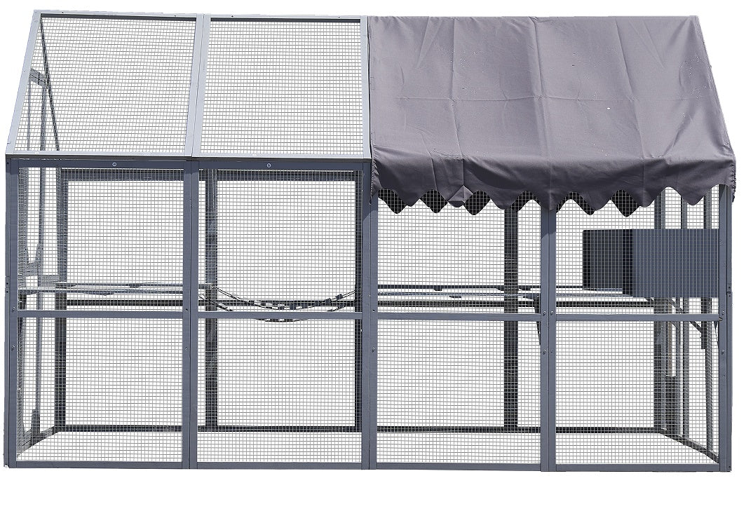 Outdoor Waterproof Cat House Fence Gray