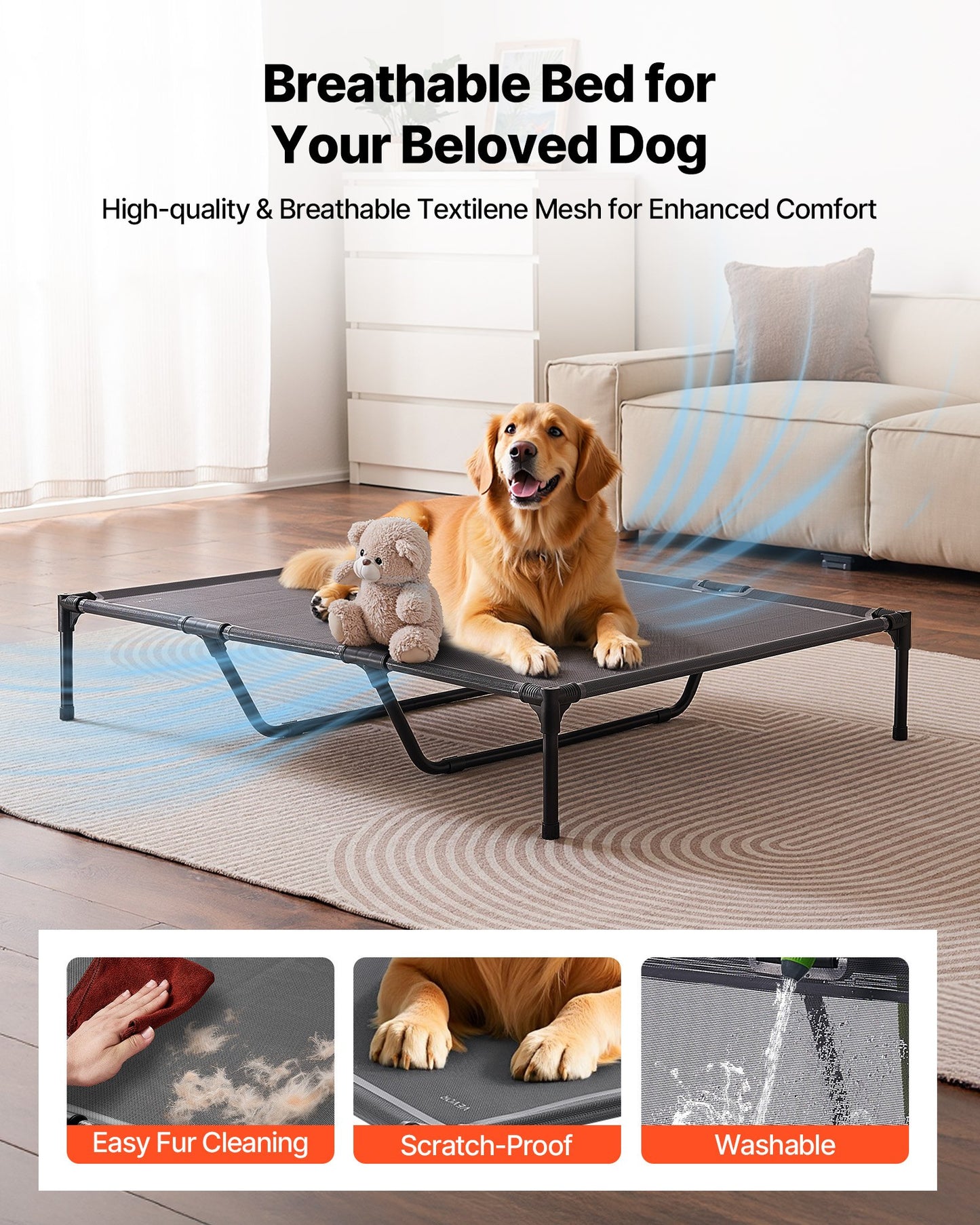 XL Elevated Dog Cot Bed with Metal Frame