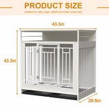 43.3” Wooden Dog Kennel Furniture with Divider