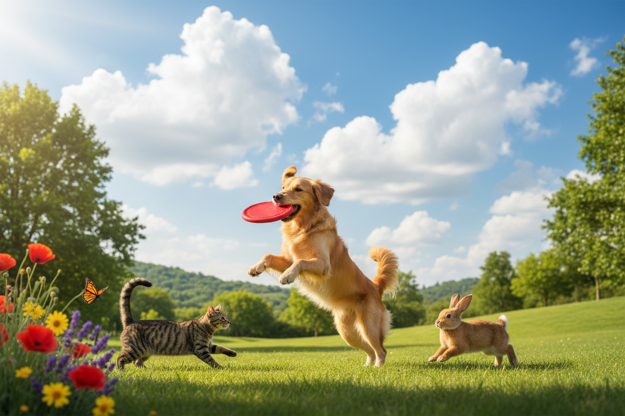 pets playing outdoor